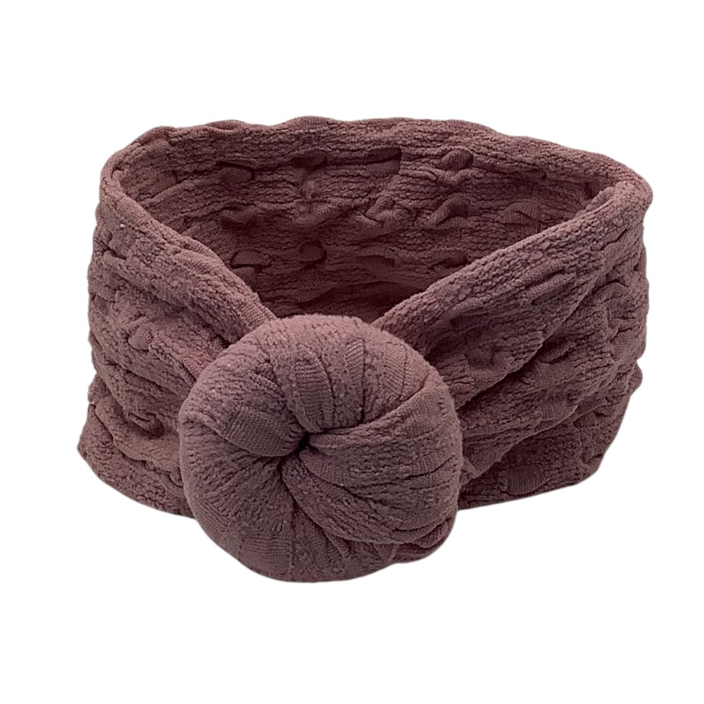 Cable Knit Donut Knot Headband Girls OS Mauve Boho Coquette